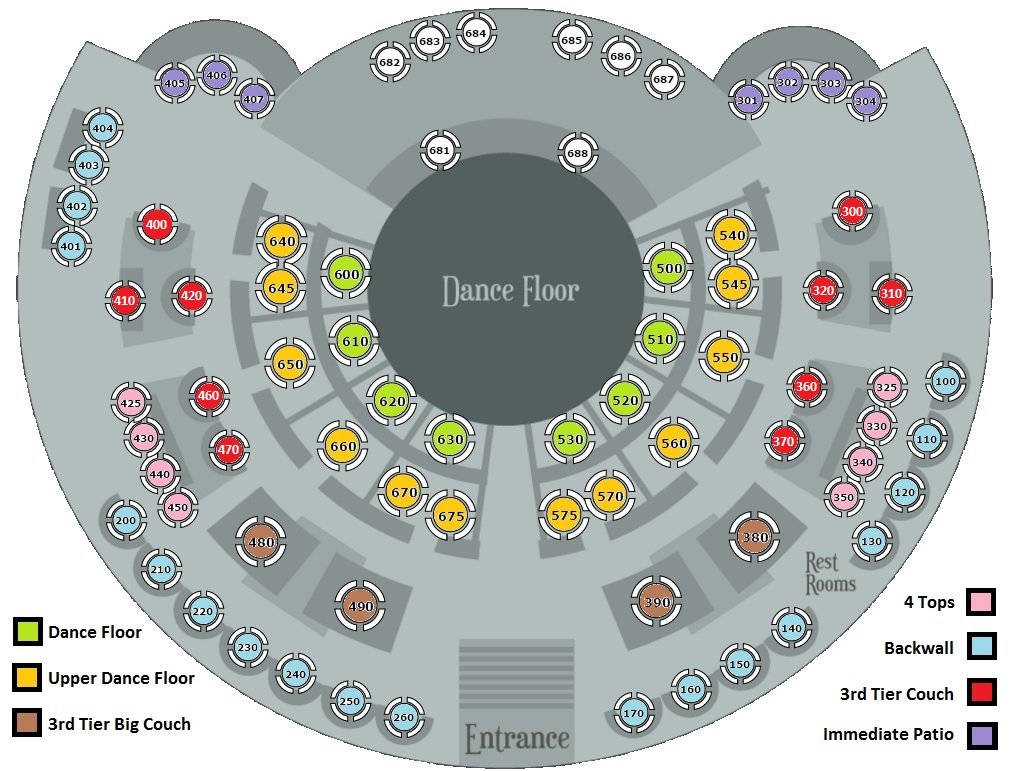 Las Vegas Strip Map, Nightclubs and Table Layouts