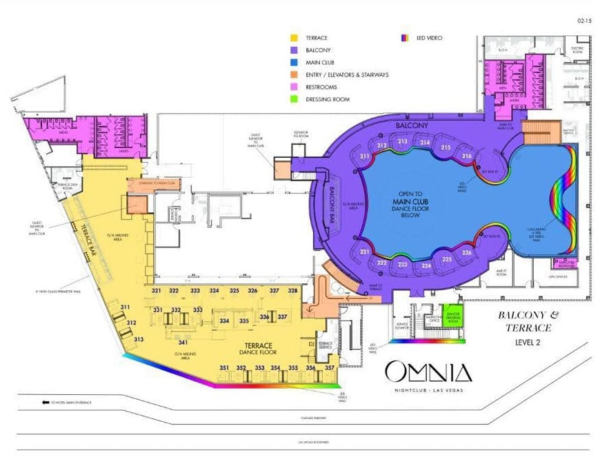 Omnia Nightclub floor plan