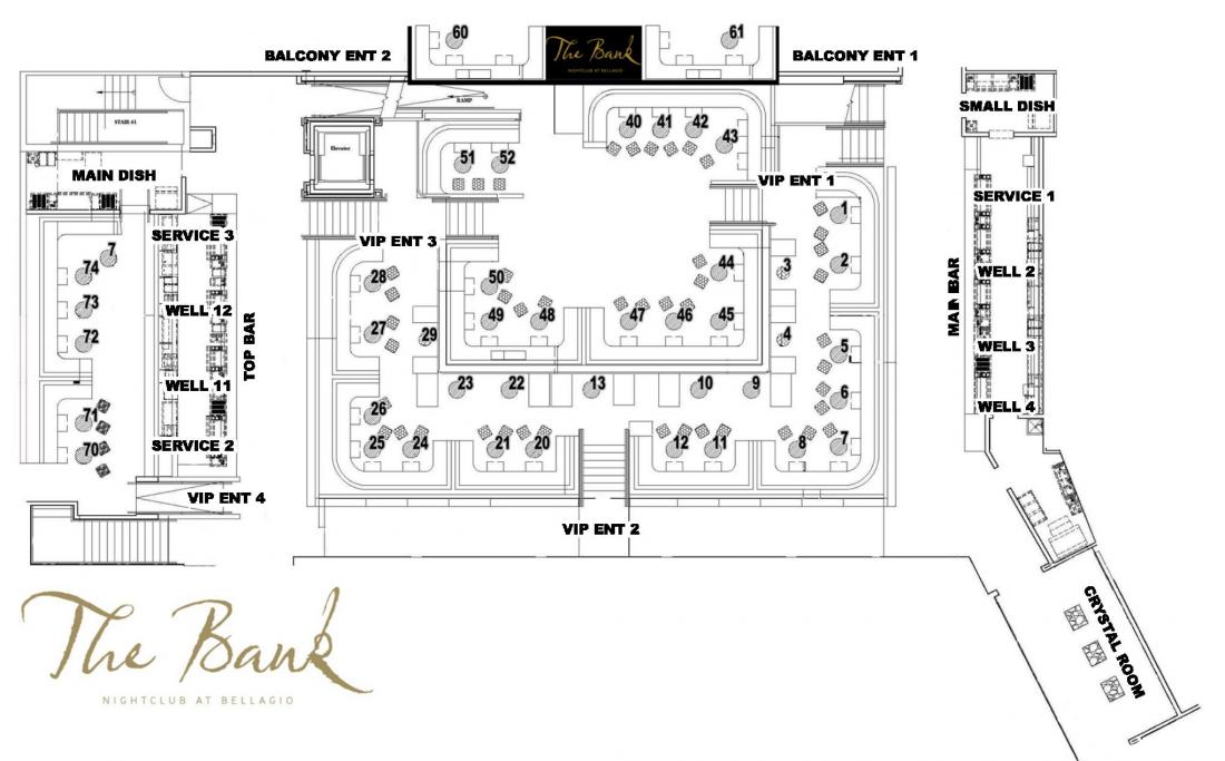 Las Vegas Strip Map Nightclubs And Table Layouts