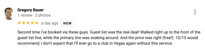 Gregory Bauer Las Vegas Nightclubs Testimonial