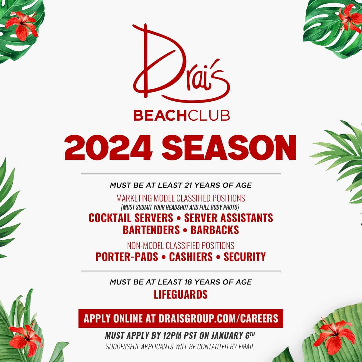 2024 Drai's Beachclub auditions and casting call