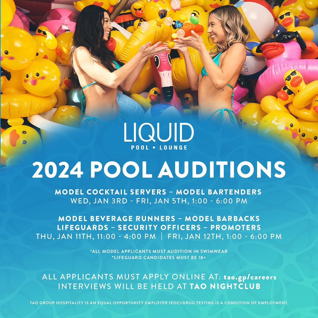Liquid Pool Lounge Dayclub auditions