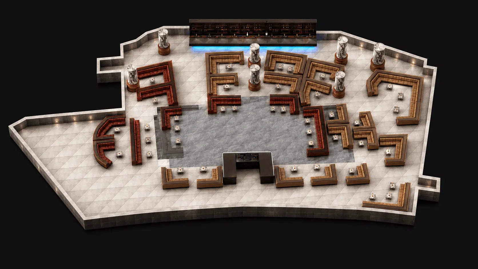 Jewel Nightclub Las Vegas main room VIP table map